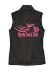 BLACK HEATHER Open Road Girl Sweater Fleece Vest- Choose your logo COLOR!