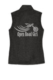 BLACK HEATHER Open Road Girl Sweater Fleece Vest- Choose your logo COLOR!