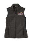 BLACK HEATHER Open Road Girl Sweater Fleece Vest- Choose your logo COLOR!