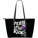 Peace, Love, Ride LARGE PU LEATHER TOTE, 5 COLORS