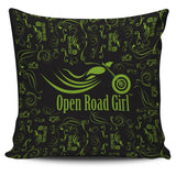 Open Road Girl Premium Poly-cotton Pillow Cover, 9 COLORS