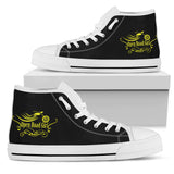 BLACK White Sole Open Road Girl Swirl High Top Canvas Shoe