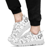 White Scatter Design Tennis Shoes with White Soles, 2 COLORS