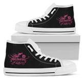 BLACK White Sole Open Road Girl Swirl High Top Canvas Shoe