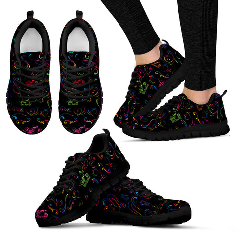 RAINBOW/BLACK SCATTER Open Road Girl Womens Tennis Shoes with Black Soles