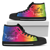 RAINBOW Swirl Black Soles Open Road Girl Hi Top Shoes