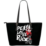 Peace, Love, Ride LARGE PU LEATHER TOTE, 5 COLORS