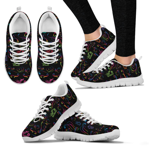RAINBOW/BLACK SCATTER Open Road Girl Womens Tennis Shoes with White Soles
