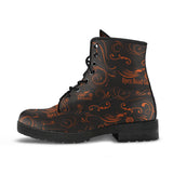 BLACK/BURNT SCATTER DESIGN ORANGE OPEN ROAD GIRL PU LEATHER BOOTS, 2 COLORS