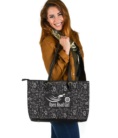 White Scatter Open Road Girl PU Leather Tote