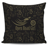 Open Road Girl Premium Poly-cotton Pillow Cover, 9 COLORS