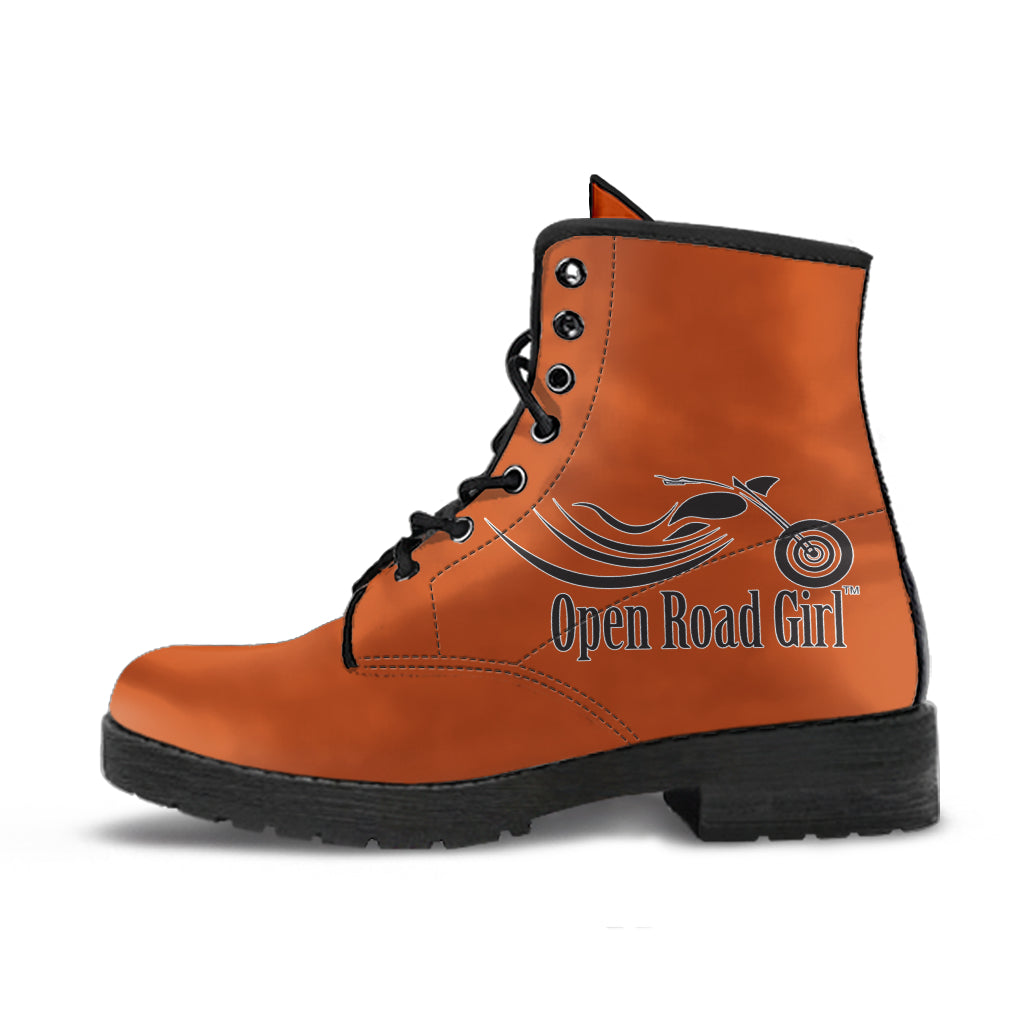 BURNT ORANGE/BLACK IALS OPEN ROAD GIRL PU LEATHER BOOTS, COLORS