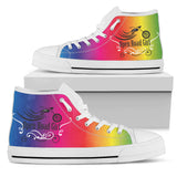 RAINBOW Swirl Black Soles Open Road Girl Hi Top Shoes