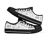 White on Black Open Road Girl Scatter Canvas Shoes