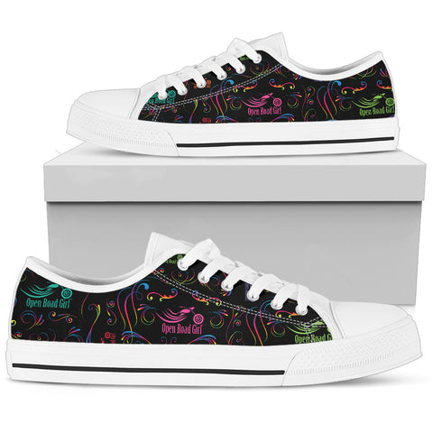 RAINBOW Scatter Design Open Road Girl Canvas White Sole Shoes