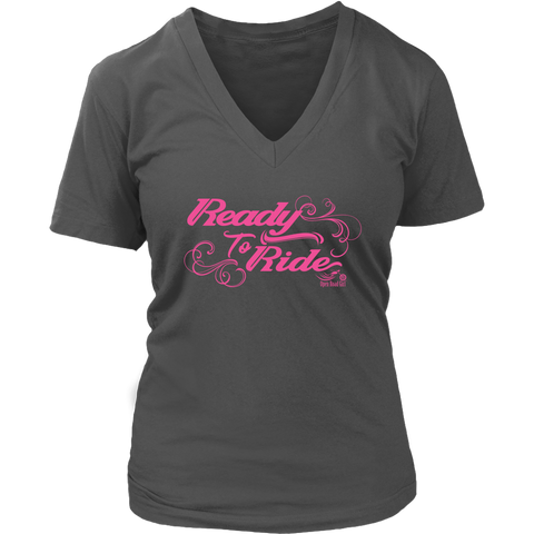 PINK Ready to Ride with Swirls Women's Vneck Tee