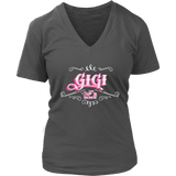 GiGi PINK/WHITE Women’s V-Neck T-Shirt-Short Sleeve Vneck Tee