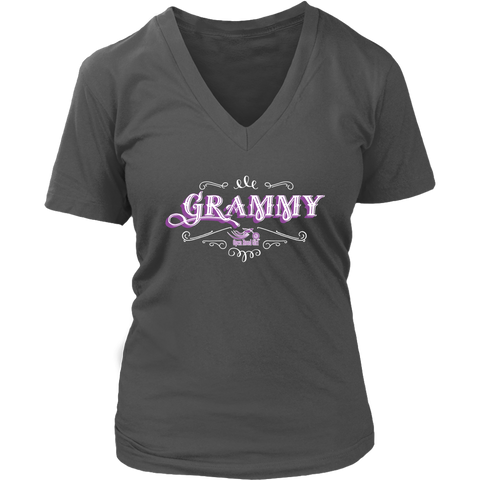 Grammy PURPLE/WHITE Women’s V-Neck T-Shirt-Short Sleeve