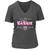 NANNY PINK/WHITE WOMEN’S V-NECK T-SHIRT-SHORT SLEEVE