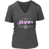 Gemma PURPLE/WHITE Women’s V-Neck T-Shirt-Short Sleeve