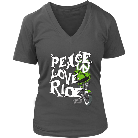 GREEN Peace Love Ride Women's V-Neck Tee