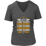 ORANGE I Love To Ride Women’s V-Neck Tee