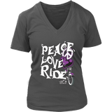 PURPLE PEACE LOVE RIDE WOMEN'S V-NECK SHIRT