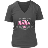 Nana PINK/WHITE Women’s V-Neck T-Shirt- Short Sleeve