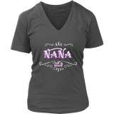 Nana PURPLE/WHITE Women’s V-Neck T-Shirt-Short Sleeve