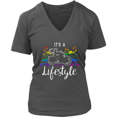 RAINBOW It’s a Lifestyle Women’s V-Neck T-Shirt-Short Sleeve
