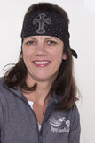 Tie-back Stretchy Rhinestone Bandana Cross with Scatter Stones Design