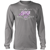 GiGi PURPLE/WHITE UNISEX Long Sleeve T-Shirt- Crewneck