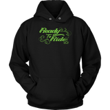 GREEN  READY TO RIDE WITH SWIRLS UNISEX PULLOVER HOODIE