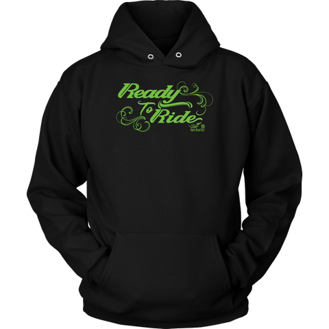 GREEN  READY TO RIDE WITH SWIRLS UNISEX PULLOVER HOODIE