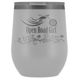 OPEN ROAD GIRL (12oz) WINE TUMBLER, 12 COLORS