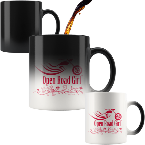 RED OPEN ROAD GIRL 11OZ MAGIC MUG, 2 STYLES