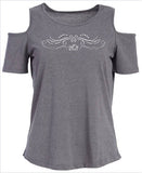 Open Road Girl Cold Shoulder Tee, Available in 4 COLORS