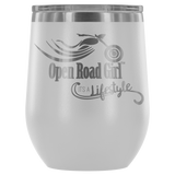 IT'S A LIFESTYLE OPEN ROAD GIRL WINE TUMBLER 12 OZ, 10 COLORS