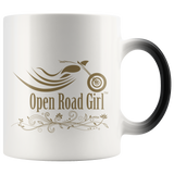 GOLD OPEN ROAD GIRL 11OZ MAGIC MUG, 2 STYLES