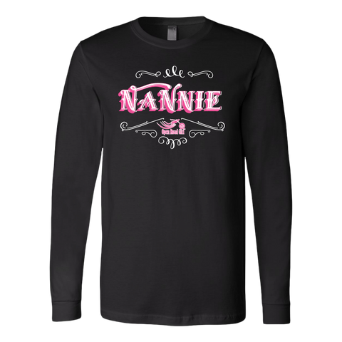 NANNIE PINK/WHITE UNISEX LONG SLEEVE T-SHIRT- CREWNECK