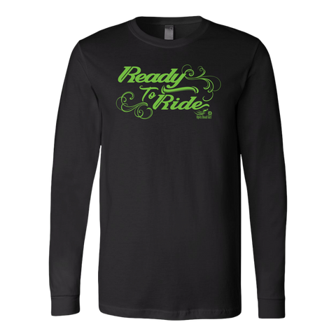 GREEN READY TO RIDE WITH SWIRLS UNISEX LONG SLEEVE TEE