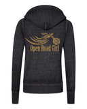 Sparkly GLITTER Open Road Girl Fleece Raglan Black Burnout Hoodie, 3 COLORS