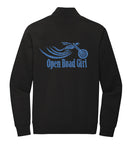 BLACK Open Road Girl 3/4 Zip PULLOVER Sweatshirt - CHOOSE YOUR LOGO COLOR!