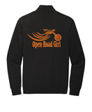 BLACK Open Road Girl 3/4 Zip PULLOVER Sweatshirt - CHOOSE YOUR LOGO COLOR!