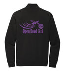 BLACK Open Road Girl 3/4 Zip PULLOVER Sweatshirt - CHOOSE YOUR LOGO COLOR!
