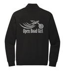 BLACK Open Road Girl 3/4 Zip PULLOVER Sweatshirt - CHOOSE YOUR LOGO COLOR!