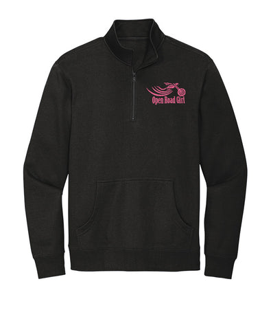 BLACK Open Road Girl 3/4 Zip PULLOVER Sweatshirt - CHOOSE YOUR LOGO COLOR!