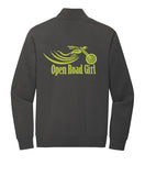DARK GREY Open Road Girl  3/4 ZIP Pullover Sweatshirt - CHOOSE YOUR LOGO COLOR!