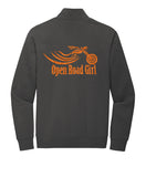 DARK GREY Open Road Girl  3/4 ZIP Pullover Sweatshirt - CHOOSE YOUR LOGO COLOR!