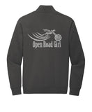 DARK GREY Open Road Girl  3/4 ZIP Pullover Sweatshirt - CHOOSE YOUR LOGO COLOR!